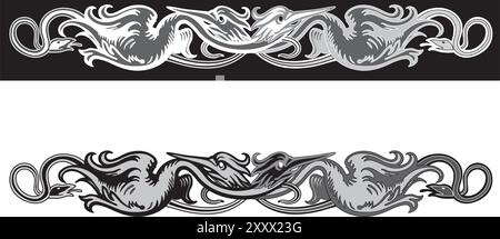 Vintage floral klassischen kalligraphischen Retro-Vignette Scroll Frames ornamental Design Elements black setzt isolierte Vektordarstellung Stock Vektor