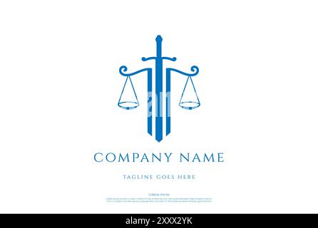 Einfache minimalistische Schwertklinge mit Skala für Rechtsanwalt Justiz Recht Logo Design Vektor Stock Vektor
