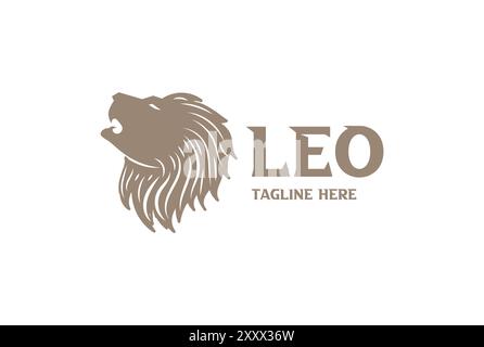 Angry Roaring Leo Löwenkopf Logo Design Vektor Stock Vektor