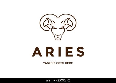 Gehörntes Lamm Ziege Schaf Kopf für Aries Zodiac Logo Design Vektor Stock Vektor