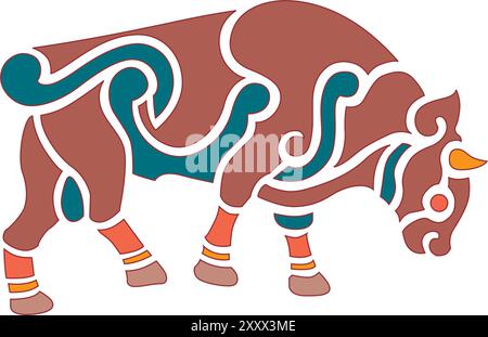 Alte Welt Vintage Ornament Stier keltische dekorative isolierte Vektor Illustration Stock Vektor