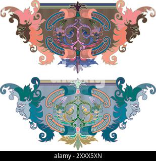 Vintage floral klassischen kalligraphischen Retro-Vignette Scroll Frames ornamental Design Elements black setzt isolierte Vektordarstellung Stock Vektor