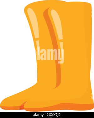 Ein Paar gelbe Gummistiefel schützt die Füße vor Regen und Schlamm Stock Vektor