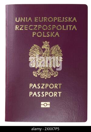 Deckansicht eines polnischen Passes. Stockfoto
