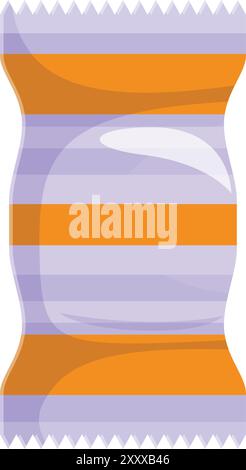Flow Pack mit orangefarbenen Streifen steht auf weißem Hintergrund Stock Vektor