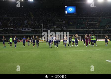 Verona, Italien. August 2024. Das Finale (Hellas Verona) während des Spiels der italienischen Serie A zwischen Hellas Verona 0-3 Juventus im Stadion Marcantonio Bentegodi, 2024 in Verona, Italien. Kredit: Maurizio Borsari/AFLO/Alamy Live News Kredit: Aflo Co. Ltd./Alamy Live News Stockfoto