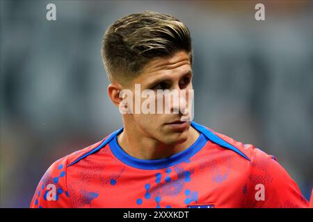 Madrid, Spanien. August 2024. Während des La Liga EA Sports Spiels zwischen Atletico de Madrid und Girona FC spielte am 25. August 2024 im Civitas Metropolitano Stadium in Madrid, Spanien. (Foto: Cesar Cebolla/PRESSINPHOTO) Credit: PRESSINPHOTO SPORTS AGENCY/Alamy Live News Stockfoto