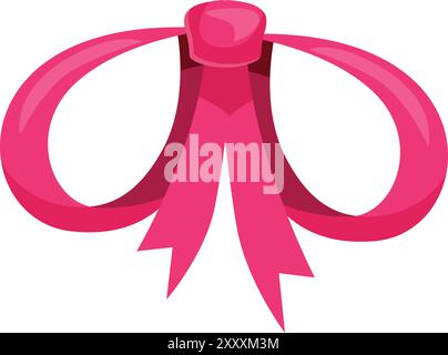 Große pinke Schleife aus Band mit einem Knoten in der Mitte Stock Vektor
