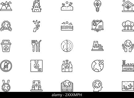 Die Kollektion Mother Earth Day Icons ist eine Vektor-Illustration mit bearbeitbarem Strich. Stock Vektor
