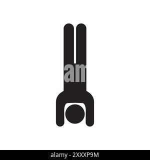 Symbol Handständer. Minimalistische Persönlichkeit. Schwarzes Silhouettensymbol. Isolierte Vektordarstellung. Stock Vektor