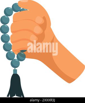 Hand hält und zählt Gebetskerlen, ein Symbol für Glauben und Spiritualität Stock Vektor