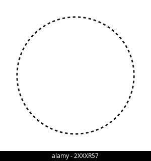 Symbol mit gepunktetem Kreis. Gestrichelter runder Rahmen. Einfacher kreisförmiger Rahmen. Geometrische Vektorform Stock Vektor
