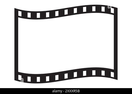 Symbol für gekrümmte Filmstreifen. Leeres Rahmendesign. Schwarzer Randvektor. Filmisches Vorlagenelement. Stock Vektor