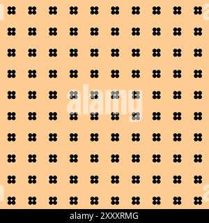 Geometrisches schwarzes Muster. Sich wiederholende Blumenformen. Heller pfirsichfarbener Hintergrund. Nahtlose Vektortextur. Stock Vektor