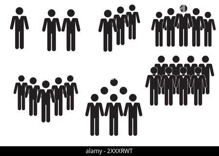Symbole für Geschäftsteams. Personengruppen-Symbole. Personalmanagement-Konzept. Vektorabbildung. Stock Vektor