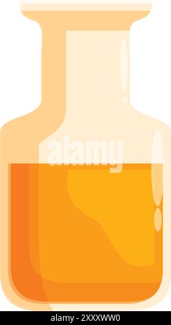 Laborgläser mit orangefarbener Flüssigkeit sind bereit für ein wissenschaftliches Experiment Stock Vektor
