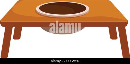 Einfache Fütterungsstation aus Holz mit Schalen für Futter und Wasser, perfekt für Katzen und Hunde Stock Vektor