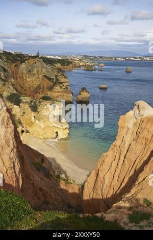 Praia do Camilo Strand in Lagos, Portugal, Europa Stockfoto