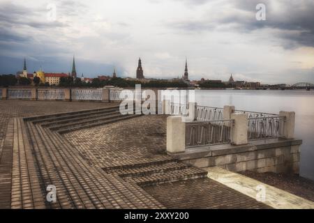 Am Abend Riga Stadtbild. Lettland Stockfoto