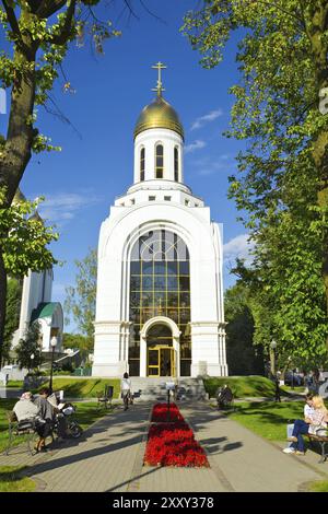 Kapelle zu Ehren der russischen Prinzen Peter und Fevronia auf dem Siegesplatz. Kaliningrad (bis 1946 Königsberg), Russland, Europa Stockfoto