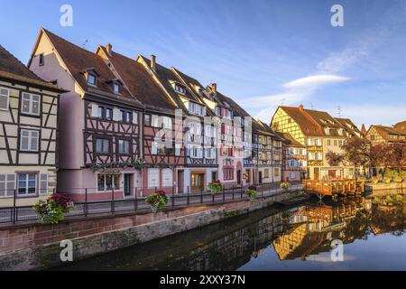 Colmar Half Timber House Skyline bei Sonnenaufgang, Colmar, Frankreich, Europa Stockfoto