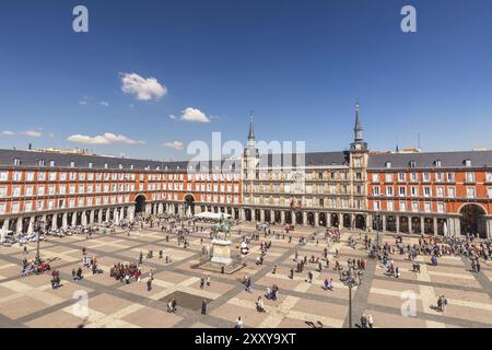 Madrid Spanien, Luftbild Skyline der Stadt an der Plaza Mayor Stockfoto