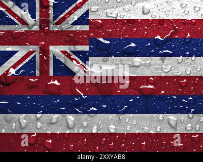 Flagge von Hawaii mit Regentropfen Stockfoto