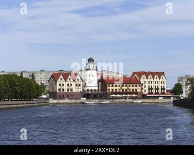 Fischerdorf, Ethnografie, Handels- und Handwerkszentrum. Kaliningrad (Königsberg), Russland. Das Kultur-, Geschäfts- und Handelszentrum Fishing Village Stockfoto