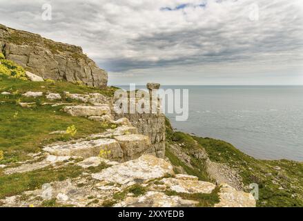 Steinbruch Ruinen von St aldhelm's Kopf, in der Nähe von Worth Matravers, Jurassic Coast, Dorset, Großbritannien Stockfoto