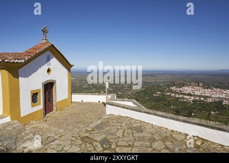 Ermida da Nossa Senhora da Penha in Serra de Sao Mamede und Castelo de Vide Stadt, in Portugal Stockfoto