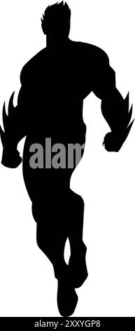 Silhouette eines Superhelden, der auf weißem Hintergrund steht. Geeignet für Aufkleber, Logos, Symbole und Tätowierungen Stock Vektor
