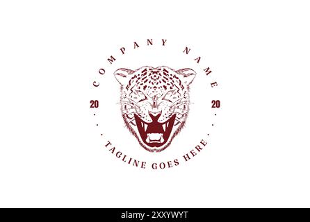 Vintage Retro Angry Roaring Tiger Jaguar Leopard Puma Gepard Kopf Logo Design Vektor Stock Vektor