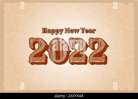 Vintage Retro Papier Happy New Year 2022 Text Wort Typ Typografie Design Vektor Stock Vektor