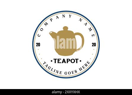 Vintage Retro Teekanne für Tee Cafe Stempel Abzeichen Label Logo Design Vektor Stock Vektor