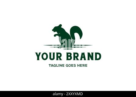 Retro Vintage Eichhörnchen Silhouette Logo Design Vektor Stock Vektor