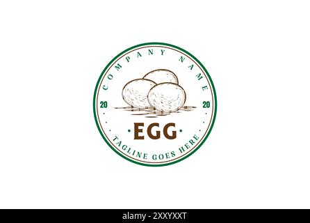 Vintage Retro Vogel Huhn Ei Abzeichen Emblem Label Stempel für Bauernhof Produkt Logo Design Vektor Stock Vektor