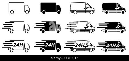 Grafische Elemente für Lieferwagen, Illustration für schnelle Lieferung Stock Vektor