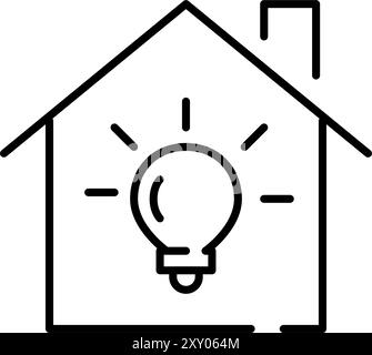 Glühbirne in einem Haus. Kreative Lösungen für Smart Home. Pixel Perfect Vektor-Symbol Stock Vektor