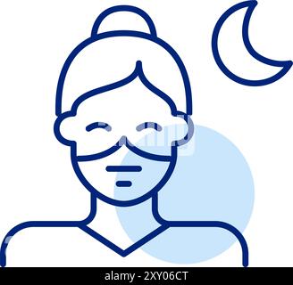 Krankenschwester mit chirurgischer Maske und Mond. Nachtschichten im Gesundheitswesen. Symbol für Pixelperfekte, bearbeitbare Kontur Stock Vektor