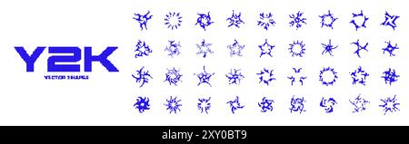 Asset im Pixelstil Y2K. Abstrakte Formen des 8-Bit-Vektors Stock Vektor