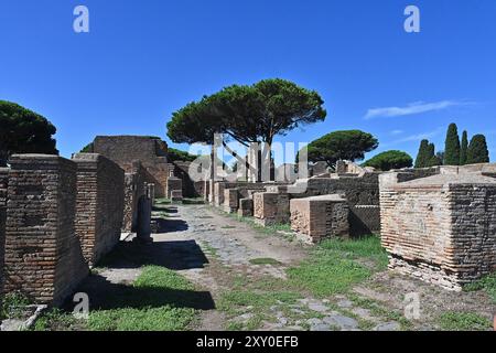 Italien, Ostia: Archäologische Stätte von Ostia Antica, antike römische Stadt und Hafen von Rom am Tiber, gegründet im 7. Jahrhundert v. Chr. Stockfoto