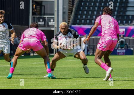 La Rochelle, Frankreich. August 2024. Toulon Sevens gegen Paris Sevens während des in extenso Super Sevens Rugby am 24. August 2024 in La Rochelle, Frankreich - Foto Damien Kilani/DK Prod/DPPI Credit: DPPI Media/Alamy Live News Stockfoto