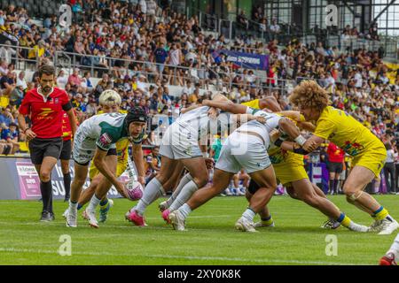 La Rochelle, Frankreich. August 2024. Pau Sevens gegen Clermont Sevens während des in extenso Super Sevens Rugby am 24. August 2024 in La Rochelle, Frankreich - Foto Damien Kilani/DK Prod/DPPI Credit: DPPI Media/Alamy Live News Stockfoto