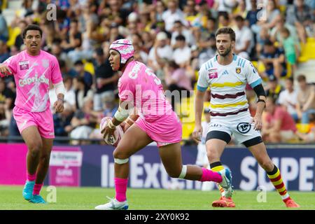 La Rochelle, Frankreich. August 2024. Paris Sevens gegen Perpignan Sevens während des in extenso Super Sevens Rugby am 24. August 2024 in La Rochelle, Frankreich - Foto Damien Kilani/DK Prod/DPPI Credit: DPPI Media/Alamy Live News Stockfoto