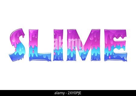 Vektorillustration von Schleimtext für Tags, Aufkleber, Werbung und Banner. Kalligraphie, Schriftzüge, Typografie für die Schleimproduktion Stock Vektor