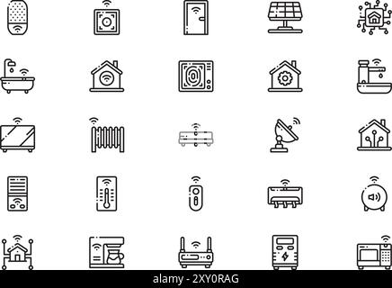 Die Sammlung SmartHome-Symbole ist eine Vektorillustration mit bearbeitbarer Kontur. Stock Vektor