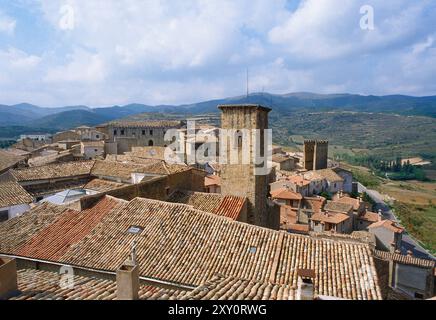 Übersicht. SOS del Rey Catolico, Provinz Saragossa, Aragonien, Spanien. Stockfoto
