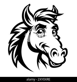 Stilvolle Silhouettenkunst mit Pferdekopf in Schwarz und weiß Stock Vektor