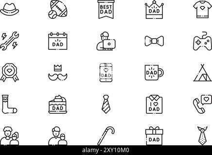 Vatertag Icons Collection ist eine Vektorillustration mit bearbeitbarem Strich. Stock Vektor