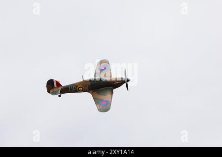 WW2 RAF Hawker Hurricane Mk1 Fighter, R4118, UP-W auf Little Gransden Flugplatz, Cambridgeshire, England Stockfoto